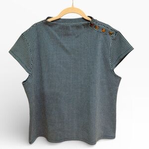 Ann Taylor Green/Blue and Cream Patterned Blouse - Size Extra Large